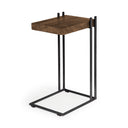 Maddox 16L x 135W x 27H Medium Brown Wood w Black Metal C-shaped EndSide Table - Default Title