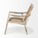 Teryn Cream Linen Seat And Natural Wooden Base w Mesh Back Accent Chair - Default Title