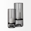 Velo II Large Black Metal Cylindrical Table Candle Holder - Default Title
