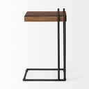 Maddox 16L x 135W x 27H Medium Brown Wood w Black Metal C-shaped EndSide Table - Default Title