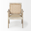 Teryn Cream Linen Seat And Natural Wooden Base w Mesh Back Accent Chair - Default Title