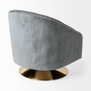 James II Gray Blue Velvet Covered Seat w Gold Swivel Base Accent Chair - Default Title