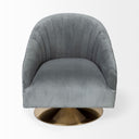 James II Gray Blue Velvet Covered Seat w Gold Swivel Base Accent Chair - Default Title