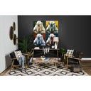 Phineas Black Leather W Brown Wooden Frame Accent Chair - Default Title
