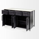 Fieri Solid Iron Black Body White Marble Top Four Drawer Kitchen Island - Default Title