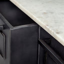 Fieri Solid Iron Black Body White Marble Top Four Drawer Kitchen Island - Default Title
