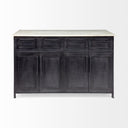Fieri Solid Iron Black Body White Marble Top Four Drawer Kitchen Island - Default Title