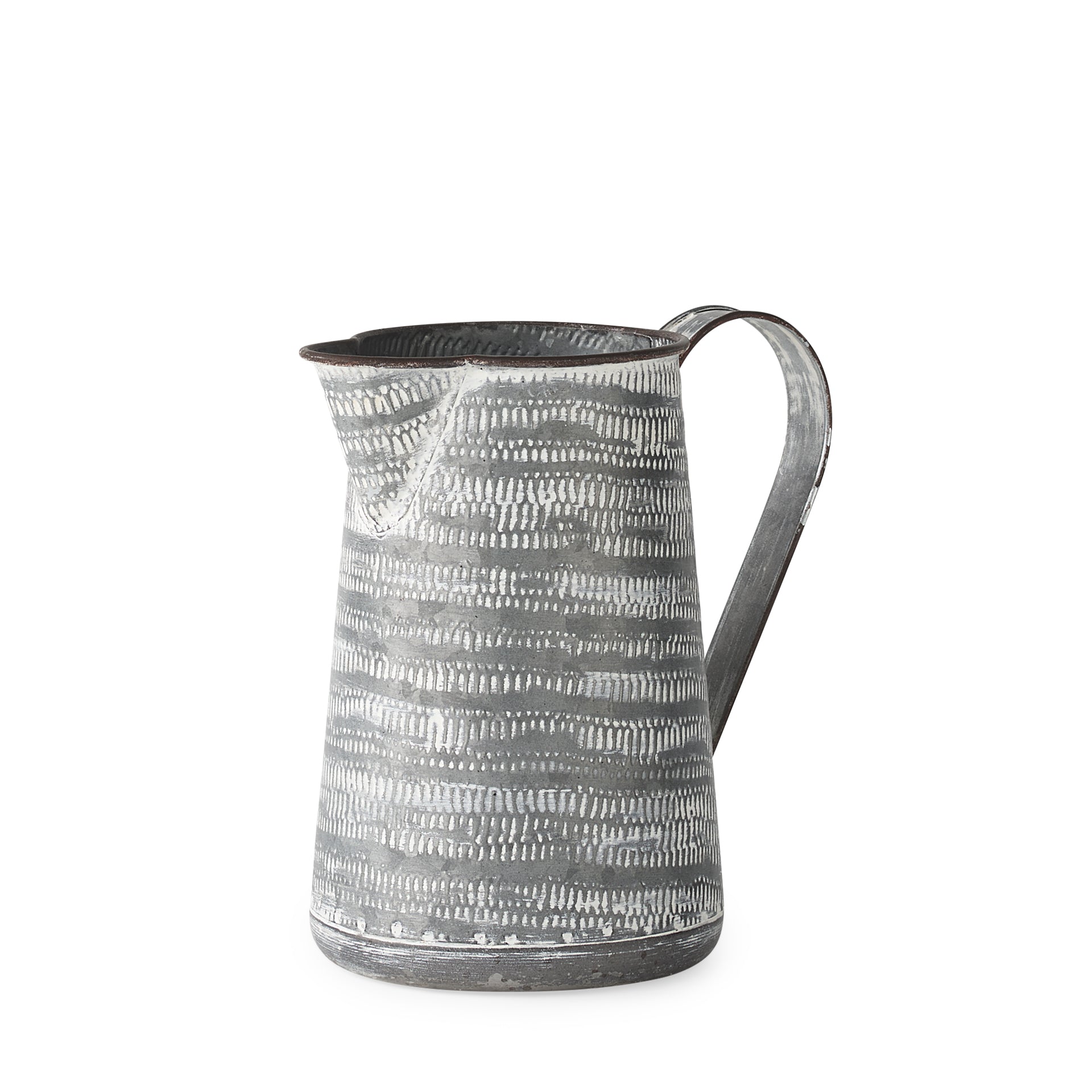 Solvern I 8H Small Gray/white Textured Metal Jug – Maple and Main