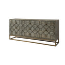 Genevieve II 70x158 Gray Fir Veneer WGold Metal Frame Base 9 Drawer Sideboard - Default Title