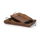 Durone Set of 2 Brown Wooden Live Edge Serving Trays - Default Title