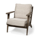 Olympus VI Beige Fabric Wrapped Wooden Frame Accent Chair - Default Title