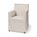 Elbert II Cream Fabric Slip-Cover Brown Wood Frame Dining Chair - Default Title