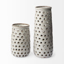 Canasta Small Rustic White Ceramic Cylindrical Vase - Default Title