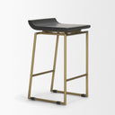 Givens 2425H Seat Height Brown Wood Seat Gold Metal Frame Stool - Default Title