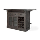 Cheers Dark Brown Solid Wood Wine Bottle Storage Kitchen Island - Default Title