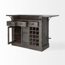 Cheers Dark Brown Solid Wood Wine Bottle Storage Kitchen Island - Default Title