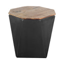 Esagono Octagonal Black Metal-Clad Reclaimed Wood EndSide Table w Storage - Default Title