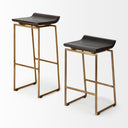 Givens 3025H Seat Height Brown Wood Seat Gold Metal Base Stool - Default Title