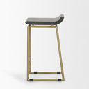 Givens 2425H Seat Height Brown Wood Seat Gold Metal Frame Stool - Default Title