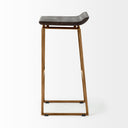 Givens 3025H Seat Height Brown Wood Seat Gold Metal Base Stool - Default Title