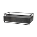Vidro 54x30 Rectangular Glass Top Black Solid Wood Drawers Black Frame Coffee Table - Default Title