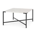Lucas 30x30 White Marble Top Black Metal Base Coffee Table - Default Title