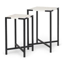 Lucas III Set of 2 15L x 15W 12L x 12W White Marble WBlack Iron Frame Accent Tables - Default Title