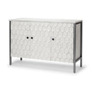 Savannah White Fir Veneer Gray Metal 3-Door Accent Cabinet - Default Title