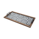 Fantuz 32L x 16W Gray Metal Wood and Glass Serving Tray - Default Title