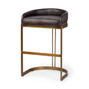 Hollyfield II Black Leather Seat Gold Metal Base Bar Stool - Default Title