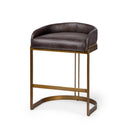 Hollyfield II Black Leather Seat Gold Metal Base Counter Stool - Default Title