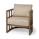 Skylar II Tan Fabric Covered Cushioned Demi-Lune Wooden Frame Accent Chair - Default Title