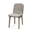 David Grey Fabric Wrap Medium Brown Wood Base Dining Chair - Default Title