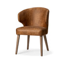 Niles 225L x 240W x 320H Brown Faux Leather Seat WBrown Wooden Legs Wingback Dining Chair - Default Title