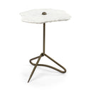 Pinera II 19L x 19W White Marble W Triangluar Gold Iron Base Accent Table - Default Title