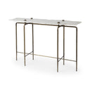 Pinera III 49L x 17W White Marble Top Gold-Toned Iron Base Console Table - Default Title