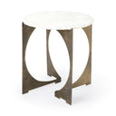 Reinhold II 21L x 21W x 21H Round Live-Edge Marble Top and Gold Metal Base SideEnd Table - Default Title