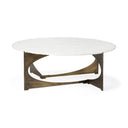 Reinhold 49 Round White Marble Top Gold Metal Base Coffee Table - Default Title
