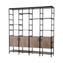 Darius 82L x 165W x 90H Medium Brown Wood and Metal Multi-Shelf Shelving Unit - Default Title