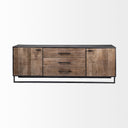 Alvin 82x20 Brown Solid Wood With Black Metal Frame 3 Drawer 2 Cabinet Door Sideboard - Default Title