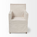 Elbert II Cream Fabric Slip-Cover Brown Wood Frame Dining Chair - Default Title
