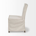 Elbert I Cream Fabric Slip-Cover Brown Wooden Base Dining Chair - Default Title
