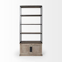 Braxton II Light Brown Wood and Iron Three Shelf Shelving Unit 415L x 185W x 9 - Default Title