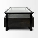 Vidro 54x30 Rectangular Glass Top Black Solid Wood Drawers Black Frame Coffee Table - Default Title