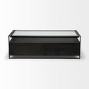 Vidro 54x30 Rectangular Glass Top Black Solid Wood Drawers Black Frame Coffee Table - Default Title