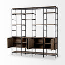 Darius 82L x 165W x 90H Medium Brown Wood and Metal Multi-Shelf Shelving Unit - Default Title
