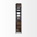 Darius 82L x 165W x 90H Medium Brown Wood and Metal Multi-Shelf Shelving Unit - Default Title
