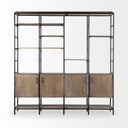 Darius 82L x 165W x 90H Medium Brown Wood and Metal Multi-Shelf Shelving Unit - Default Title