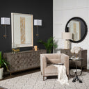 Genevieve II 70x158 Gray Fir Veneer WGold Metal Frame Base 9 Drawer Sideboard - Default Title