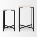 Lucas III Set of 2 15L x 15W 12L x 12W White Marble WBlack Iron Frame Accent Tables - Default Title